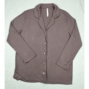 The Group by Babaton Brown Ribbed Button Up Long Sleeve Top Size Large